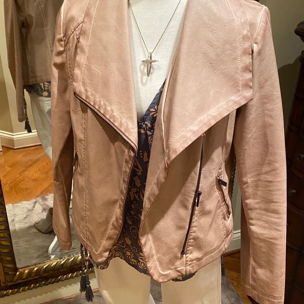 Bagatelle Faux leather weathered blush jacket